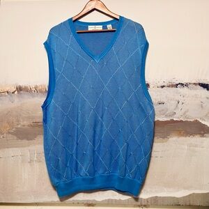 Vtg‎ FAIRWAY & GREENE Argyle Sweater Vest Golf Y2K 90s Men's XL Pima Cotton Blue